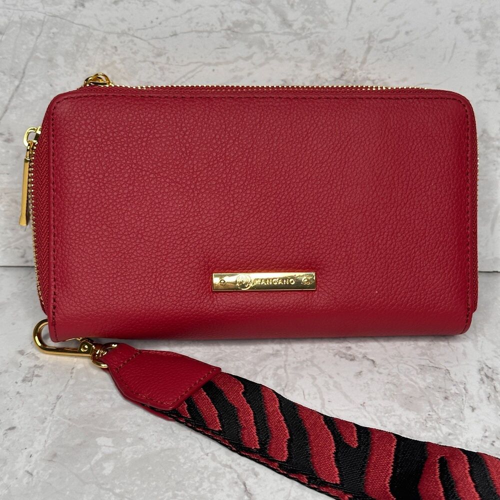 JOY MANGANO Genuine Leather Double Compartment Wallet Clutch RFID Blocking